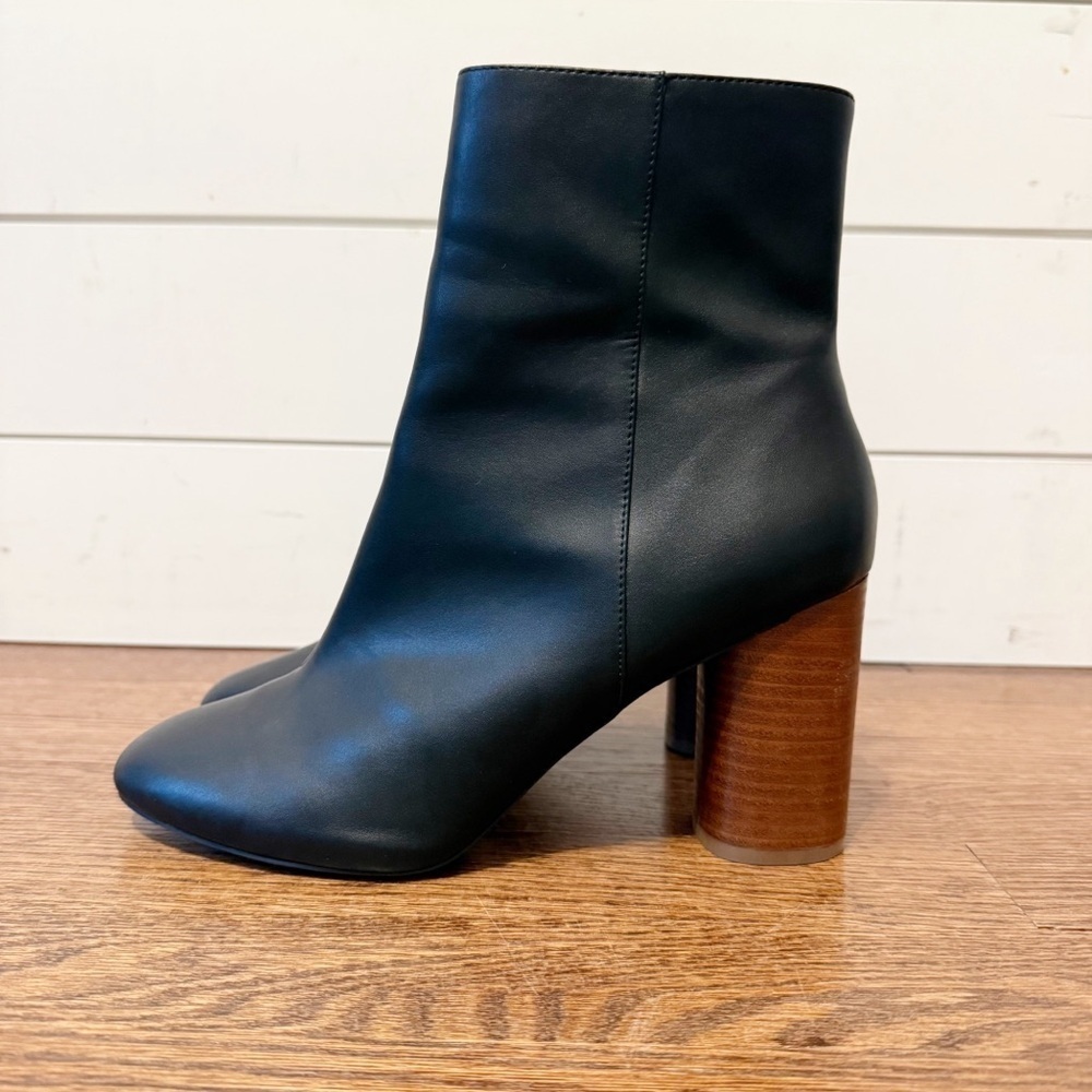 Market & Spruce | Black Block Heel Rounded Toe Side Zip Booties Size 9.5